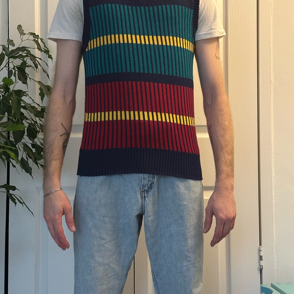 Colorful Striped Sweatervest - Picture 2 of 4